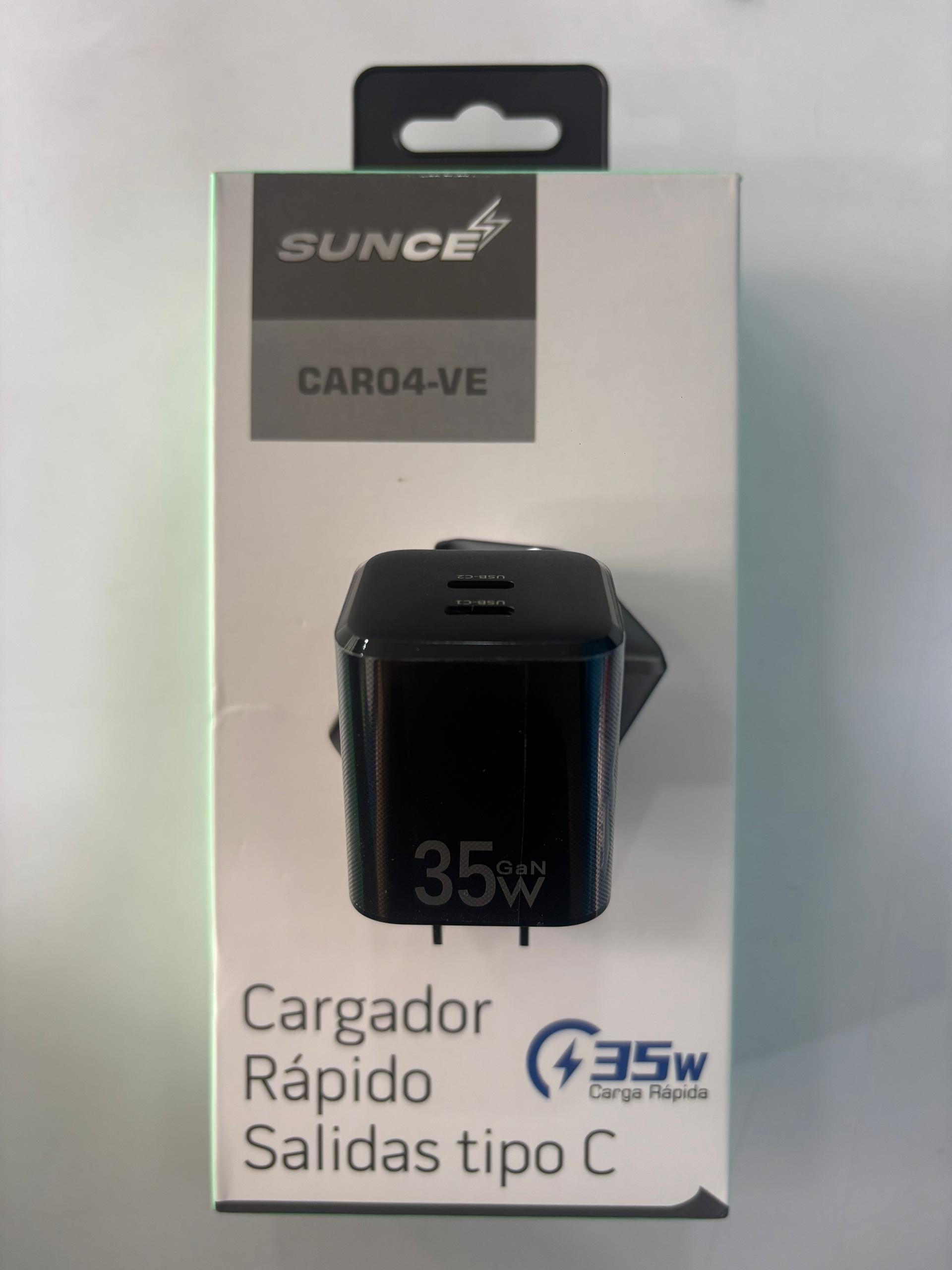 TACO CARGADOR SUNCE DOBLE PUERTO DE 35W NEGRO